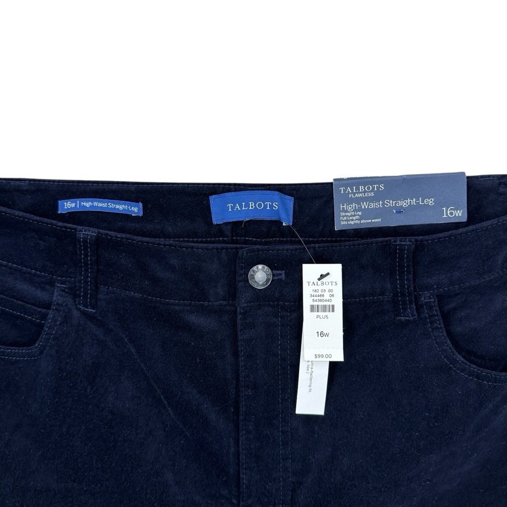 New! TALBOTS Flawless Velvet Pants High Waist Straight Leg Blue - Picture 5 of 7